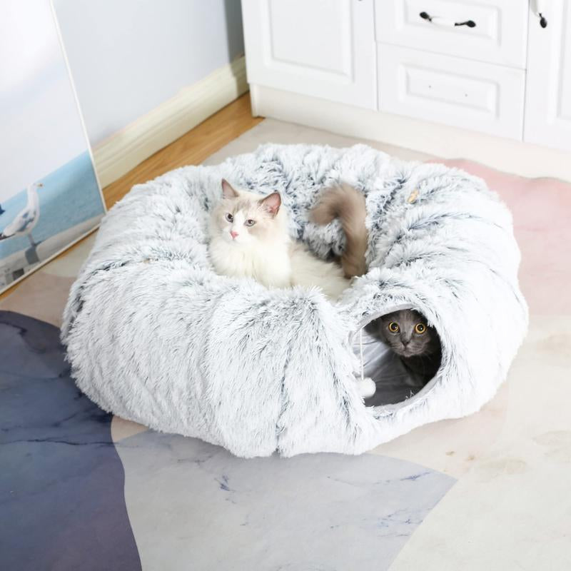 Full Moon Shaped Cat Tunnel Bed with Middle Mat