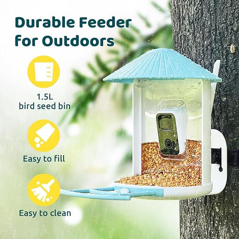 Birdfy-Netvue Smart AI Bird Feeder with 1080P Camera, Night Vision, 8X Magnification