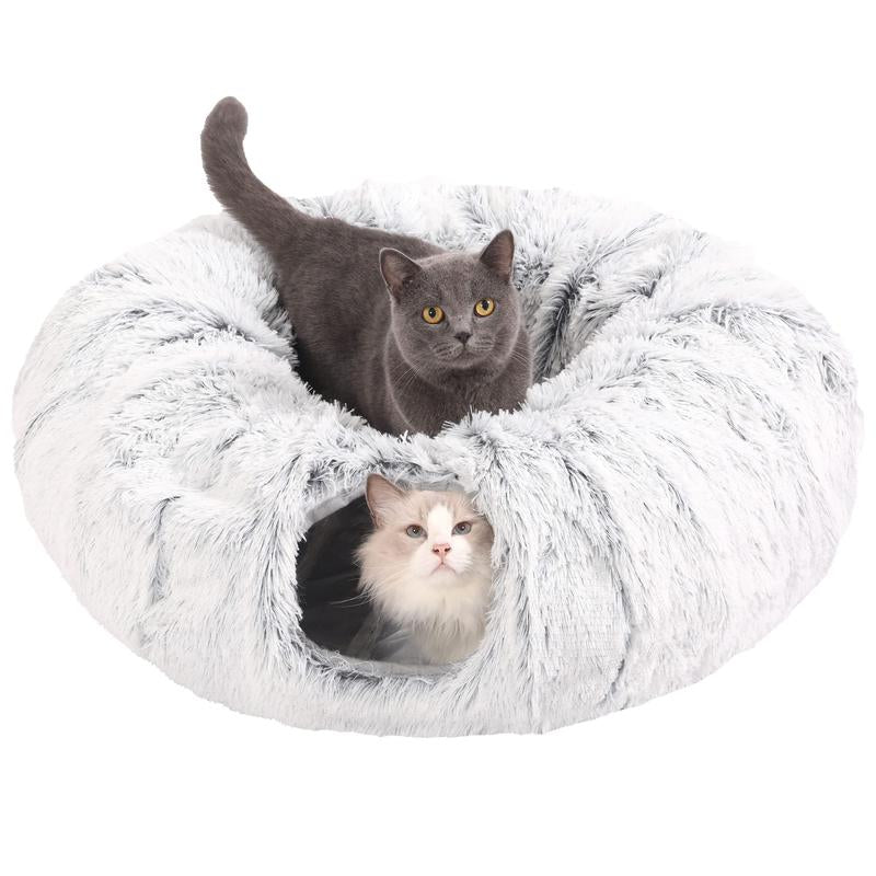 Full Moon Shaped Cat Tunnel Bed with Middle Mat