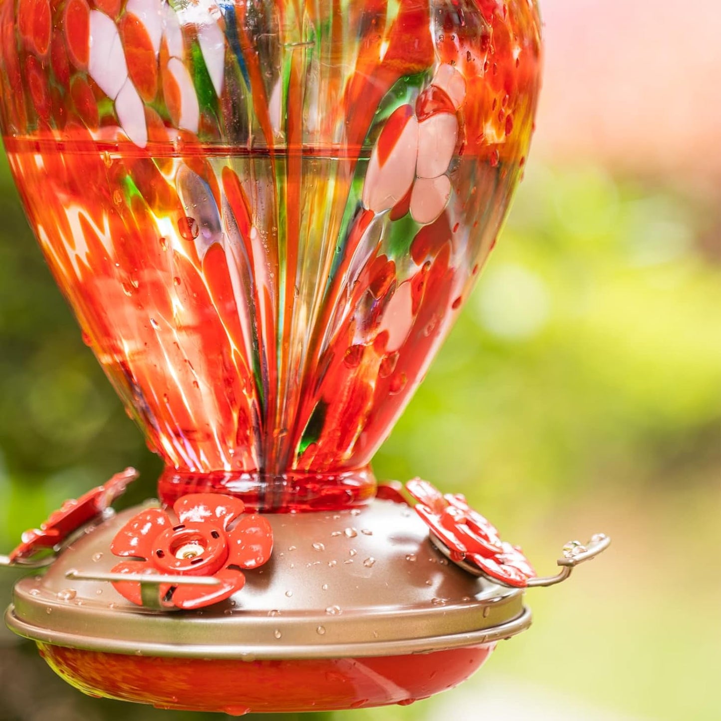  34OZ Hand Blown Glass Hummingbird Feeders