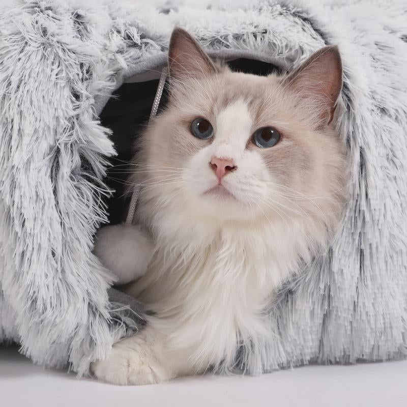 Full Moon Shaped Cat Tunnel Bed with Middle Mat