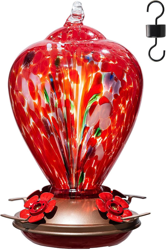  34OZ Hand Blown Glass Hummingbird Feeders