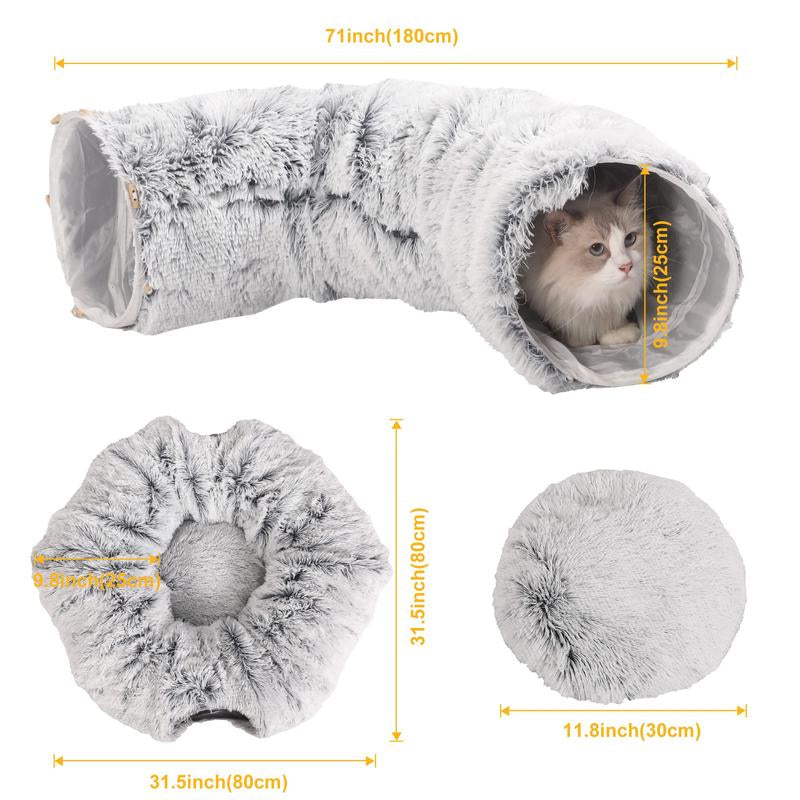 Full Moon Shaped Cat Tunnel Bed with Middle Mat