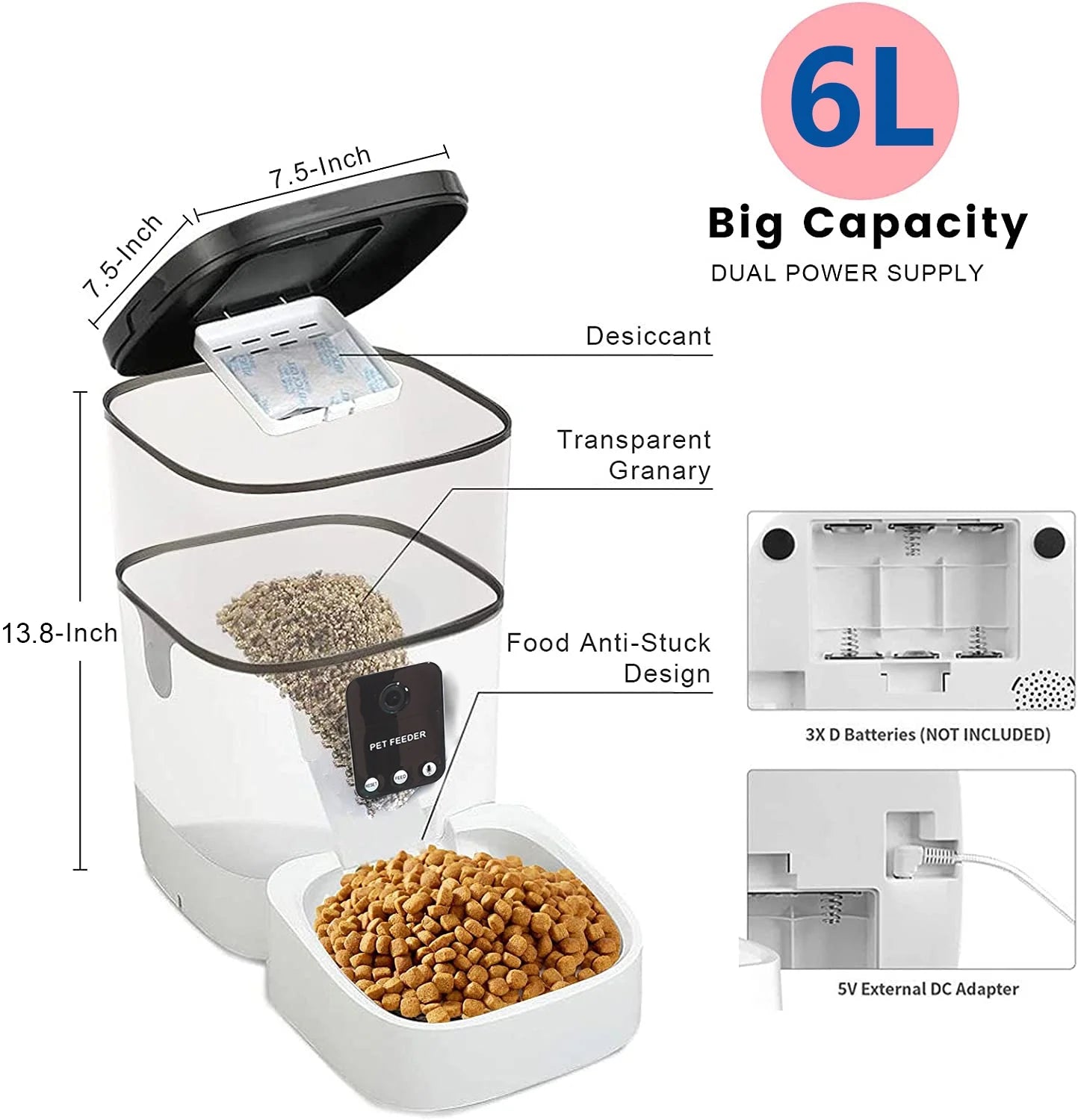 6L Automatic Pet Feeder for Cats and Dogs