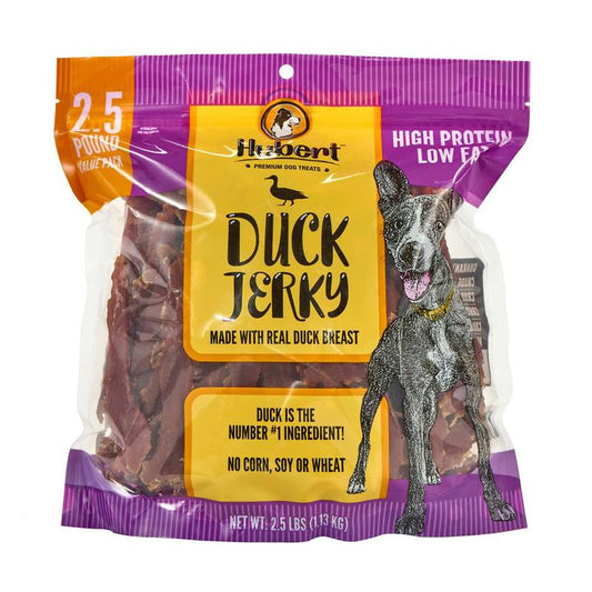 Gourmet All Natural Duck Jerky Treats for Dogs - 2.5 Lbs Resealable Pack