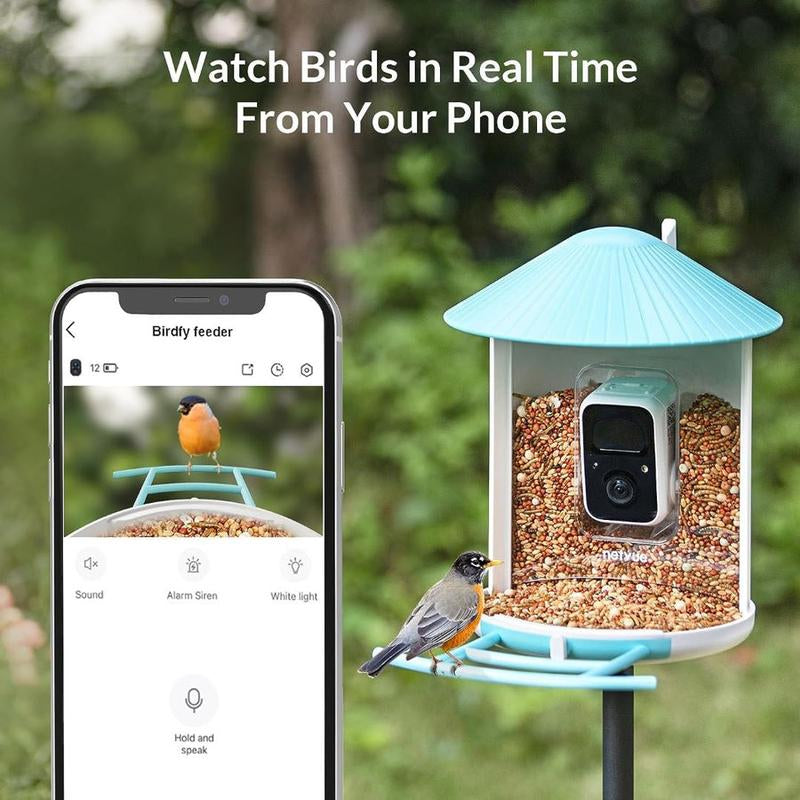 Birdfy-Netvue Smart AI Bird Feeder with 1080P Camera, Night Vision, 8X Magnification